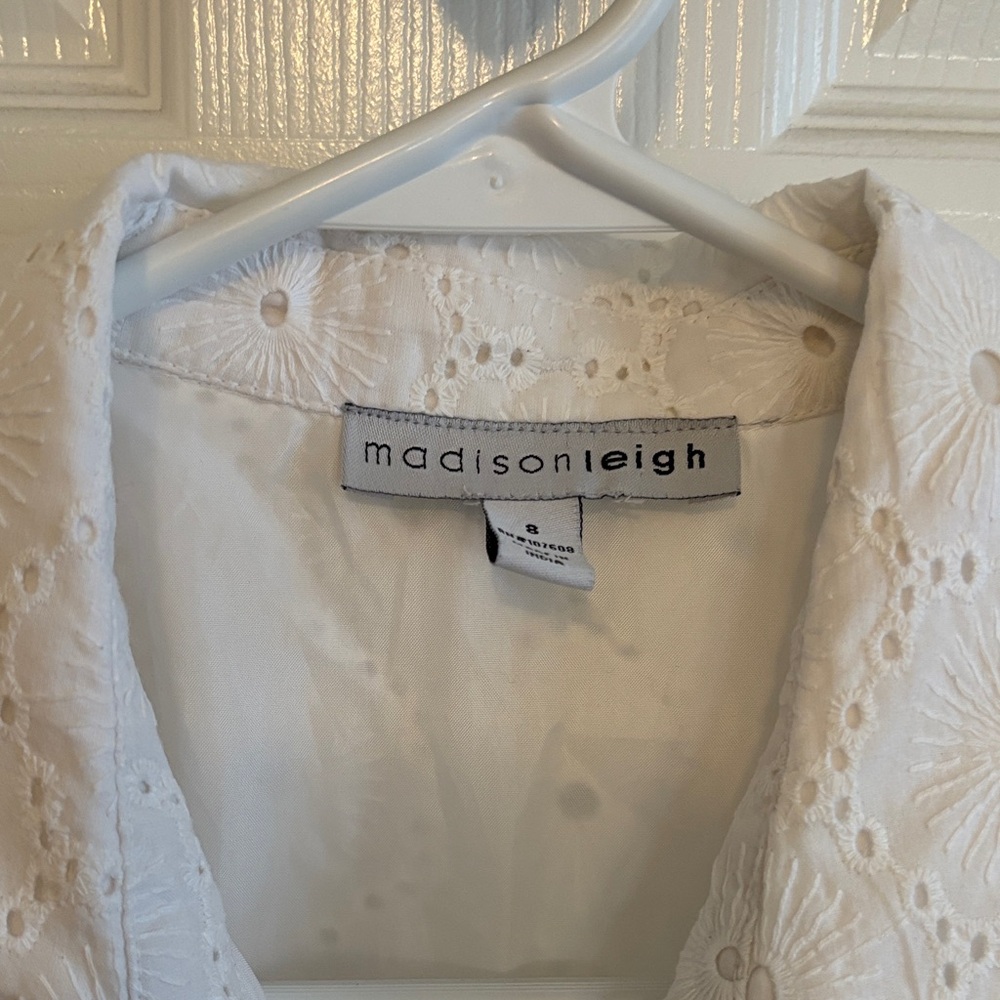 Madison Leigh White Eyelet Lace Dress Fully Lined Event Ready Size 8 EUC - Picture 2 of 11